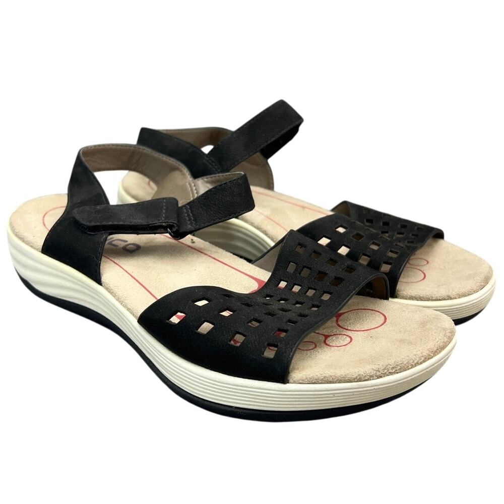 Bionica Norcross Black Leather Adjustable Ankle Strap Comfort Sandal Women 8
